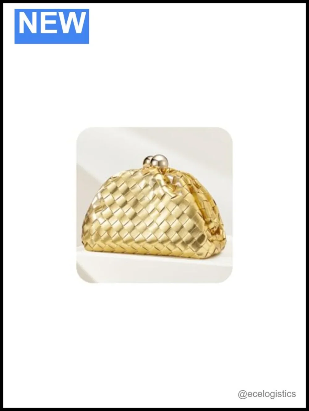 Woven Faux Leather Clutch Purse with Detachable Chain Strap